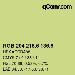 カラーコード: RGB 204 218.6 136.6 | qconv.com