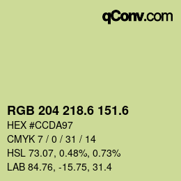カラーコード: RGB 204 218.6 151.6 | qconv.com