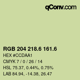 カラーコード: RGB 204 218.6 161.6 | qconv.com