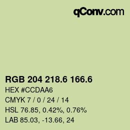 カラーコード: RGB 204 218.6 166.6 | qconv.com