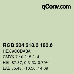 カラーコード: RGB 204 218.6 186.6 | qconv.com
