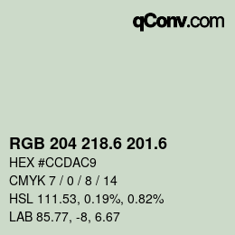 カラーコード: RGB 204 218.6 201.6 | qconv.com