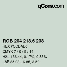 カラーコード: RGB 204 218.6 208 | qconv.com