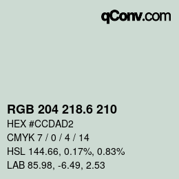 カラーコード: RGB 204 218.6 210 | qconv.com