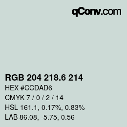 カラーコード: RGB 204 218.6 214 | qconv.com