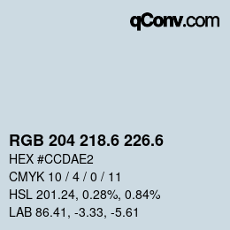 カラーコード: RGB 204 218.6 226.6 | qconv.com