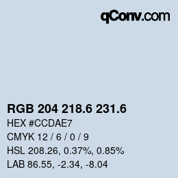 カラーコード: RGB 204 218.6 231.6 | qconv.com