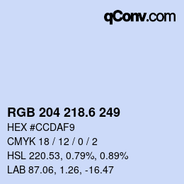 カラーコード: RGB 204 218.6 249 | qconv.com