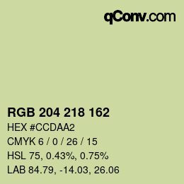 カラーコード: RGB 204 218 162 | qconv.com