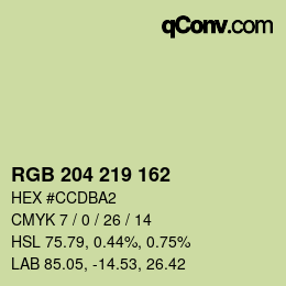 カラーコード: RGB 204 219 162 | qconv.com