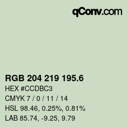 カラーコード: RGB 204 219 195.6 | qconv.com