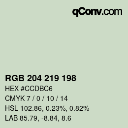 カラーコード: RGB 204 219 198 | qconv.com