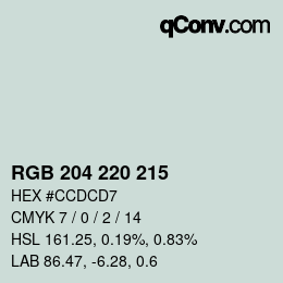 カラーコード: RGB 204 220 215 | qconv.com