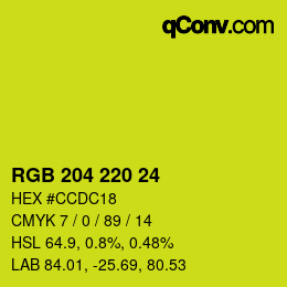颜色代码: RGB 204 220 24 | qconv.com