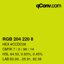 カラーコード: RGB 204 220 8 | qconv.com