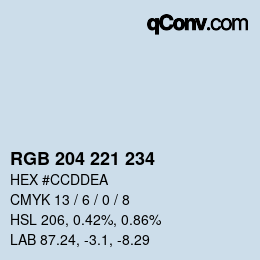 カラーコード: RGB 204 221 234 | qconv.com