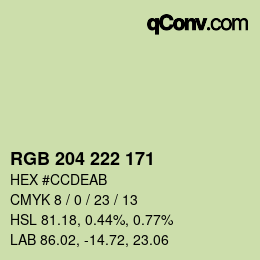 颜色代码: RGB 204 222 171 | qconv.com