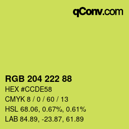 Color code: RGB 204 222 88 | qconv.com