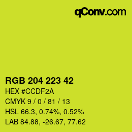 カラーコード: RGB 204 223 42 | qconv.com