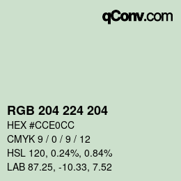 Color code: RGB 204 224 204 | qconv.com
