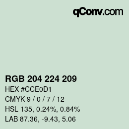 カラーコード: RGB 204 224 209 | qconv.com