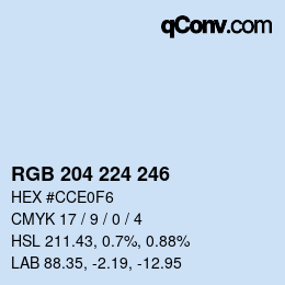 Código de color: RGB 204 224 246 | qconv.com