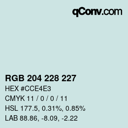颜色代码: RGB 204 228 227 | qconv.com