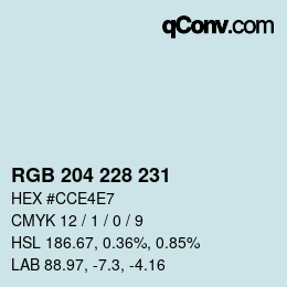 Código de color: RGB 204 228 231 | qconv.com