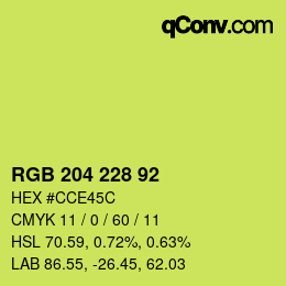 カラーコード: RGB 204 228 92 | qconv.com