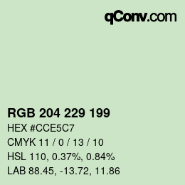 Color code: RGB 204 229 199 | qconv.com