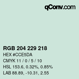 Color code: RGB 204 229 218 | qconv.com