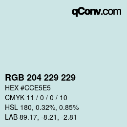 Color code: RGB 204 229 229 | qconv.com