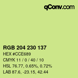 颜色代码: RGB 204 230 137 | qconv.com