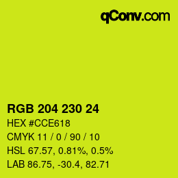 カラーコード: RGB 204 230 24 | qconv.com