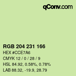 カラーコード: RGB 204 231 166 | qconv.com