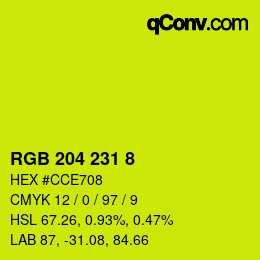 カラーコード: RGB 204 231 8 | qconv.com