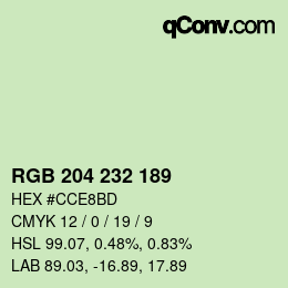 カラーコード: RGB 204 232 189 | qconv.com