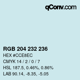Color code: RGB 204 232 236 | qconv.com