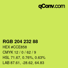 Color code: RGB 204 232 88 | qconv.com