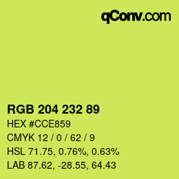 カラーコード: RGB 204 232 89 | qconv.com