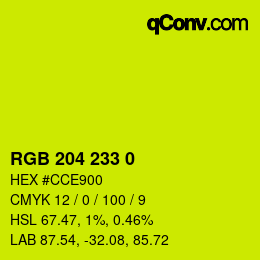 カラーコード: RGB 204 233 0 | qconv.com