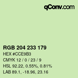 Color code: RGB 204 233 179 | qconv.com