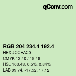 カラーコード: RGB 204 234.4 192.4 | qconv.com