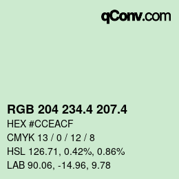 カラーコード: RGB 204 234.4 207.4 | qconv.com