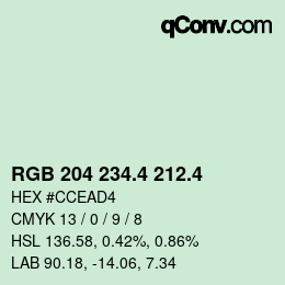 カラーコード: RGB 204 234.4 212.4 | qconv.com