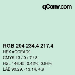 カラーコード: RGB 204 234.4 217.4 | qconv.com