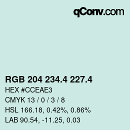 カラーコード: RGB 204 234.4 227.4 | qconv.com