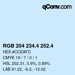 カラーコード: RGB 204 234.4 252.4 | qconv.com