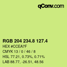 カラーコード: RGB 204 234.8 127.4 | qconv.com