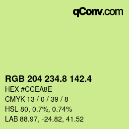 カラーコード: RGB 204 234.8 142.4 | qconv.com